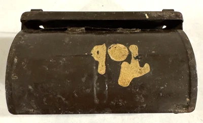 Vintage Brown Metal Belt Mounted Revolving Worm Fishing Bait Box w/ Hinged Cover - Image 1 of 3