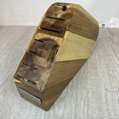 SABATIER 9 Ranuras Madera Cubiertos Cuchillo Bloque Solo Almacenamiento Encimera Decoración Pesada Foto 1 de 4