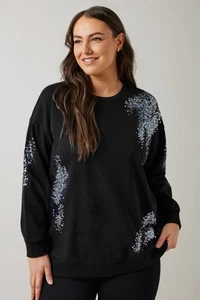 Evans Curve Women's Plus Size Sequin Embellished Sweatshirt - Picture 1 of 8