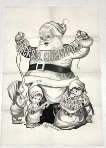 Vintage Tri Chem Flüssigstickerei Türverkleidung Weihnachten Schneemann & Elfen Retro - Bild 1 von 5