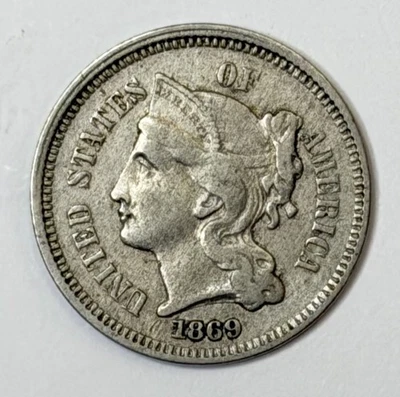 1869 3c Three Cent Nickel ** XLKXX0509 - Image 1 of 3