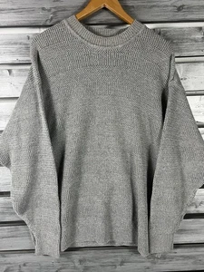 Vintage 90s Structure Sweater Mens XL Gray Crewneck Cotton/Ramie Long Sleeve - Picture 1 of 6