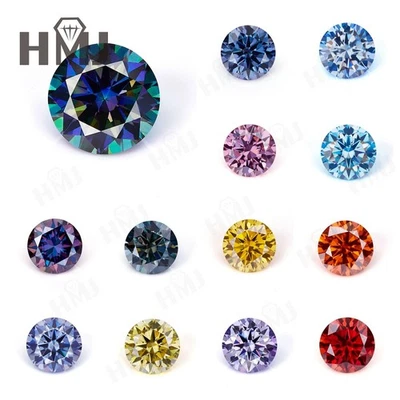 Loose Moissanite Stone Round Rainbow Purple Color For Jewelry W. GRA Certificate - Image 1 of 4