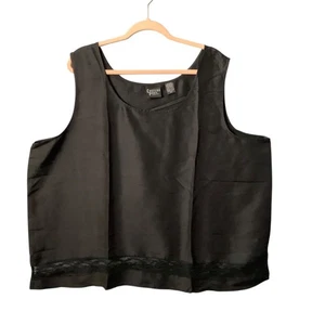 Crossing Pointe Damen 3X schwarz Seide Tank Top Bluse Spitzendetail NEU neu ohne Etikett - Bild 1 von 7
