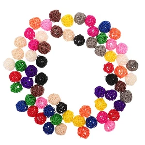  65 Piezas Mini Bolas de Mimbre Ratán Decorativas para Centros de Mesa Cuencos - Imagen 1 de 12