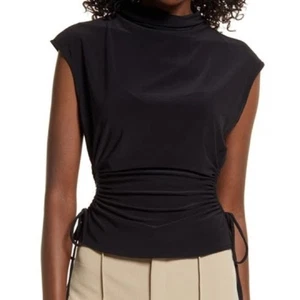 Open Edit Ruched Cutout Mock Neck Top In Black Size XL - Picture 1 of 10