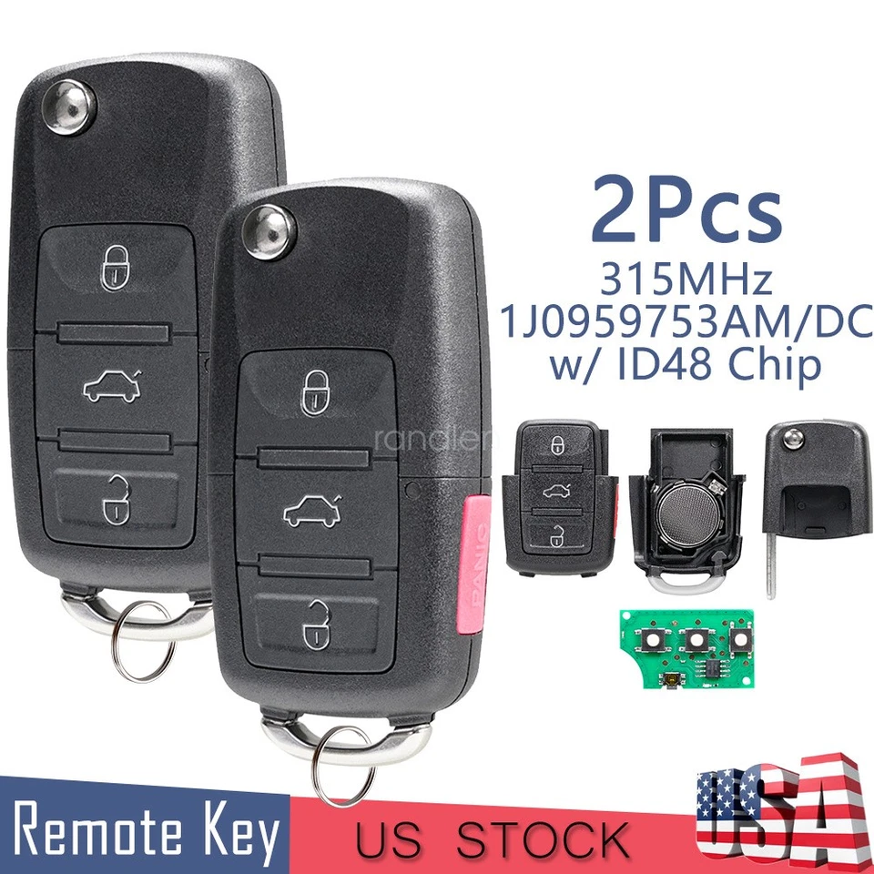 2 Para 2002 2003 2004 2005 2006 Volkswagen Beetle 4 Botones Abatible Coche Llave Mando a Distancia Foto 1 de 4