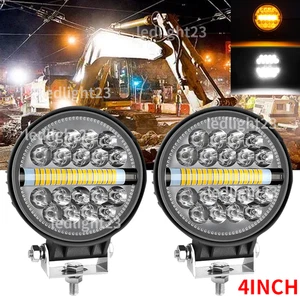4'' LED WORK LIGHTS Amber White fit Caterpillar Construction Equipment Forklift - Picture 1 of 9