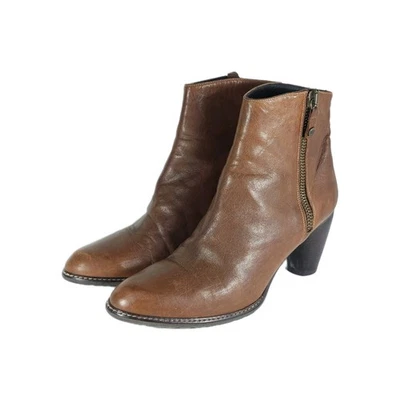 Stuart Weitzman Women's US 10M Brown Cognac Soft Leather Side Zip Ankle Boots  - Image 1 of 4
