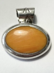 Vintage Handarbeit orange stachelige Austernschale & Sterling Silber 925 Anhänger  - Bild 1 von 4