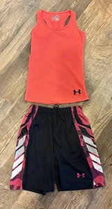 Girls Small YSM Under Armour Basketball Shorts Loose Fit Heat Gear Gym Tank Top - Picture 1 of 4
