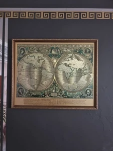 Gold Foil Blaeu Wall Map Of The World 1593 Nova Totivs Orbis Tabvla Framed - Picture 1 of 8