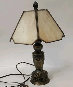 Vintage Antique Slag Glass Six Panel Table Boudoir Lamp - Picture 1 of 7