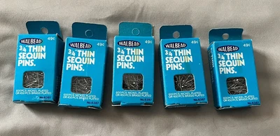 Lote de 5 prendedores vintage Walbead de lentejuelas finas de 3/4" NUEVOS para adornos con cuentas Foto 1 de 2