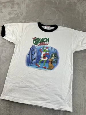 Vintage Dr Seuss Grinch Shirt Mens Large Ringer Christmas Max Dog Graphic Y2K - Image 1 of 4