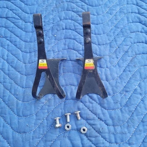 Vintage PAIR STURMEY ARCHER BLACK TOE CLIPS WITH SHOE PROTECTORS NOS Size Large  - Picture 1 of 3