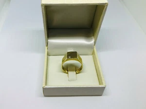 1 Herrenring 18 kt 750 Gelbgold eckig und Band Weißgold Diamant ct 0,02 - Bild 1 von 5