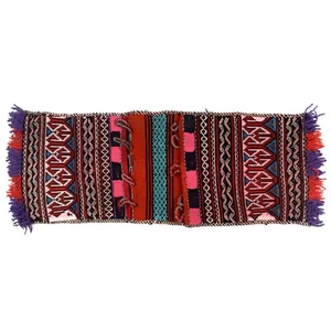 Multicolor Tribal Hand Made Oriental Flat Kilim Saddle Bag Rug 1'0x2'4ft, Y11964 - Picture 1 of 2