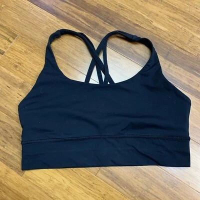 Sujetador de yoga Lululemon Energy de línea larga para mujer talla 10 negro diseño cruzado espalda Foto 1 de 3