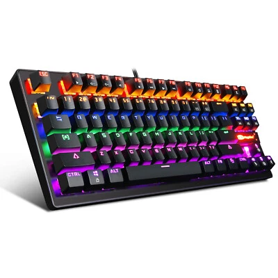 Mechanical Gaming Keyboard Computer Desktop and Mouse RGB Led Light Backlit - Image 1 of 4