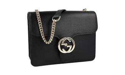 BOLSO DE HOMBRO DE LUJO GUCCI BOLSO DE MANO 808086939 CUERO NEGRO NUEVO Foto 1 de 4