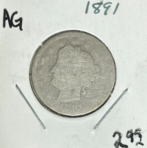 1891 LIBERTY V NICKEL ~ AG ~NICE COIN~ Cover