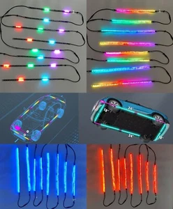 RGB Chasing Car Strip Lights 8PCS Truck LED Underglow Light Kits App Remote Ctrl - Picture 1 of 21