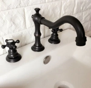 Oil Rubbed Bronze Widespread Bathroom Basin Faucet 2 Cross Handles Mixer Tap - Bild 1 von 8