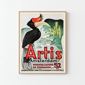 Amsterdam Artis Zoo Vintage Travel Poster Art Print | Home Decor - Picture 1 of 7