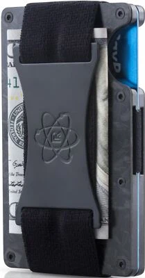 ROSSM RFID Slim Wallet for men with Cash Strap and Money Clip - Forged Carbon - Image 1 of 4