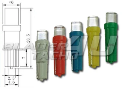 10x LED compteur vitesse/affichage type T5 w2w w1, 2w diffus LED 5 choix couleur - Photo 1/4