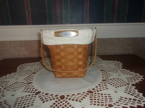 Longaberger 2006 Dresden Basket Set with - Warm Brown - Embroidered Liner Cover