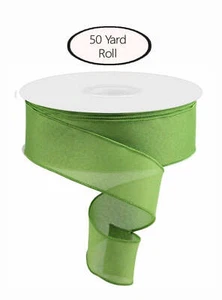 Value Faux Burlap Ribbon, Fern Green, Wired Edged, 2.5" Wide X 50 Yard Roll - Picture 1 of 2