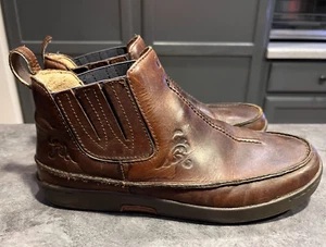 Olukai Boots Chelsea Pull On Leather Brown Kilauea Men's US 8 EU 41 Casual - Picture 1 of 13