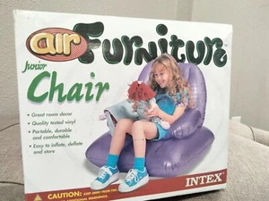 Vtg Intex Air Furniture Junior Chair Dorm Kid Blow Up 90s Purple Inflatable Y2k - Picture 1 of 8
