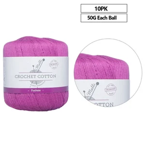 10 x 50g Fuchsia Crochet Cotton Soft Fine Thread Wool Knitting Ball Craft Yarn - Picture 1 of 2