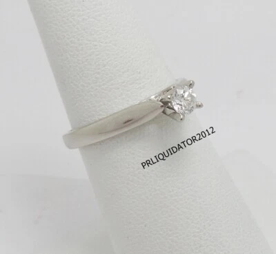 1/4CT Natural Diamond Solitaire Engagement Wedding Bridal Ring 18K White Gold - Image 1 of 4