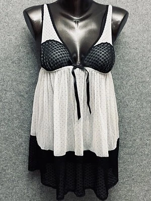 Victoria's Secret Maid Babydoll Chemise Sexy Lencería Transparente Mediana Lunares Nueva con Etiquetas Foto 1 de 4