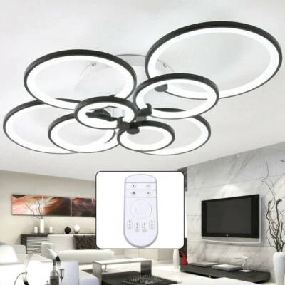 Modern Ceiling Light 8Heads Dimmable Chandelier LED Pendant Lamp Fixture +Remote - Image 1 of 4