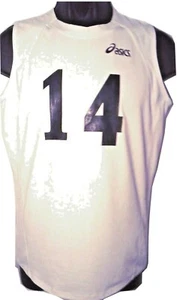ASICS JERSEY TANK TOP #14 IFJ MEDIUM MEN'S WHITE  (D1) - Picture 1 of 2