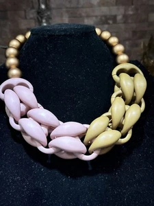 PONO Joan Goodman Italy Resin Large Link Necklace GOLD, PINK AND GREEN 18-20” - Picture 1 of 9