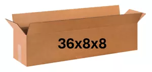 36" x 8" x 8" CARDBOARD BOX - 200 lb - SINGLE BOX - LONG - Picture 1 of 5