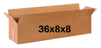 36" x 8" x 8" CARDBOARD BOX - 200 lb - SINGLE BOX - LONG - Image 1 of 4