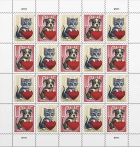 US Love Kitty Puppy Forever Stamp Sheet Scott #5745-5746 5746b - Picture 1 of 1