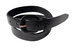 Vtg 80s Banana Republic Leather Belt Black Woven Buckle Women Size S Italy NLM - Picture 1 of 4