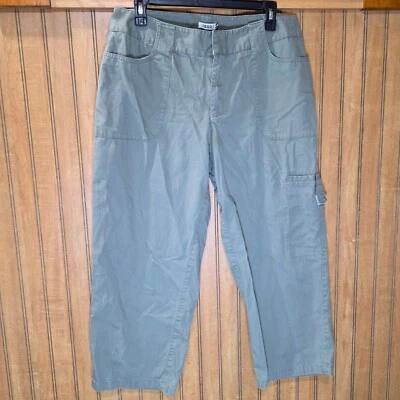 Pantalones cargo recortados IZOD verde oliva capris bolsillos informales para mujer talla 12 Foto 1 de 4
