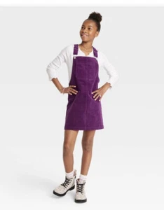 NEW With Tags Art Class Girls Purple Corduroy Dress Skirt Bibs Sz L 10/12 - Picture 1 of 3