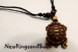 Collar con cordón de tortuga marina cuentas de madera nudo deslizante abierto y cerrado resina marrón - Imagen 1 de 2