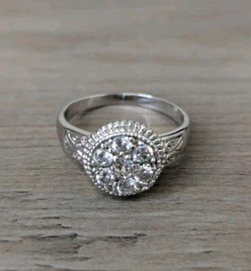 Stunning 925 Silver Simulated Diamond promise Engagement Ring size 10 - Picture 1 of 6
