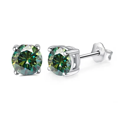VVS1 Real GRA 1CT Green Pink Red Black Blue Moissanite Studs Earrings Push Back - Image 1 of 4